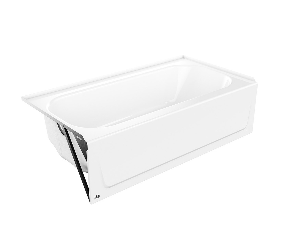 Bootz MauiCast Plus 60"x32"x16 5/8" Tub with Reclining Backrest, Leftt Hand Plumbing, White
