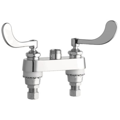 Chicago Deck Mount Faucet 4"cc 895317LESAP (Wing Handles, Less Spout)