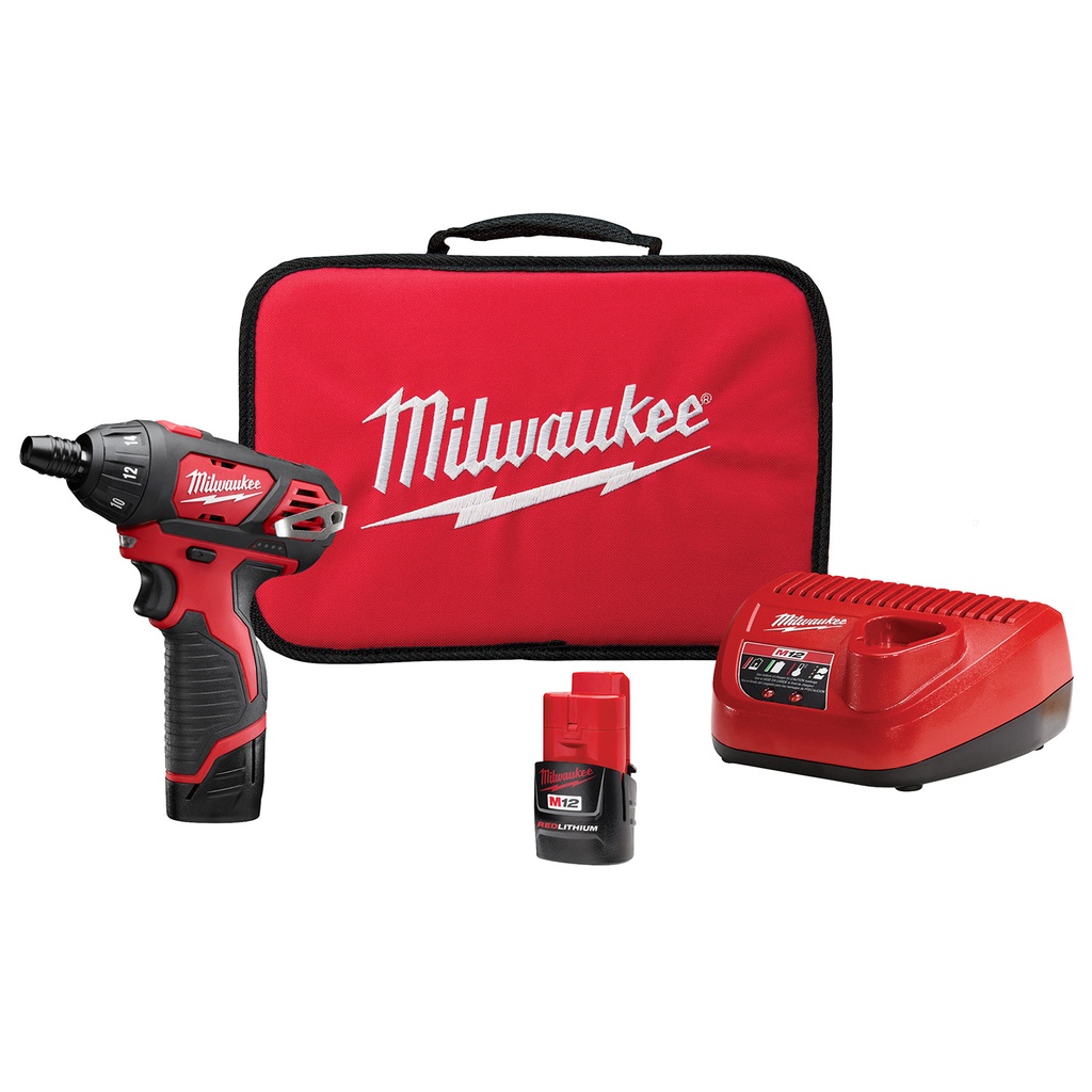 Milwaukee M12 1/4" Hex Screwdriver Kit; Includes 2 Batteries and Charger