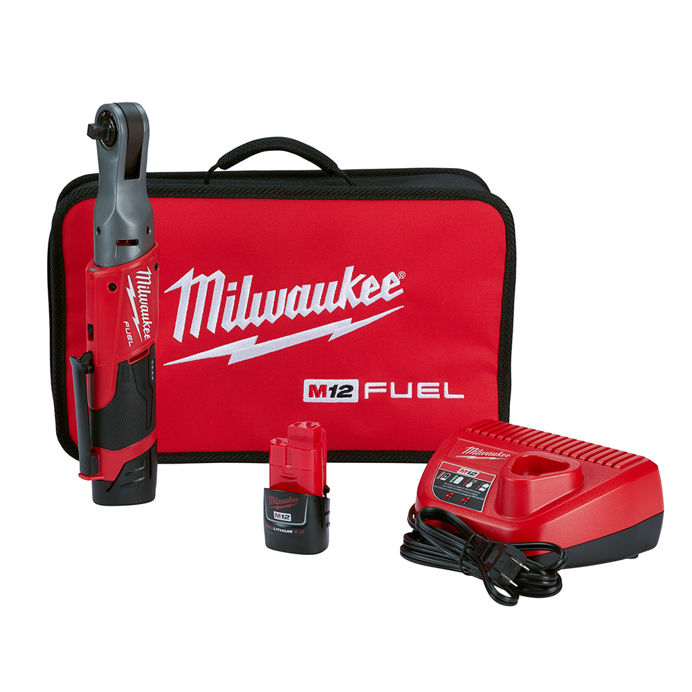 Milwaukee M12 FUEL 3/8" Ratchet 2 Battery Kit also Includes a Charger and Case
