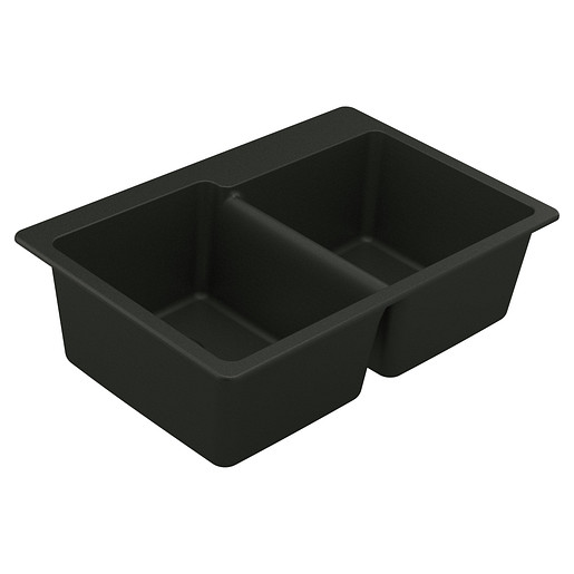 Moen 33 x 22 x 9 1/2 Granite Double Bowl, Dual Mount, Black