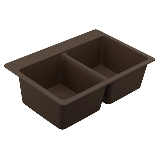 Moen 33 x 22 x 9 1/2 Granite Double Bowl Dual Mount Sink Mocha