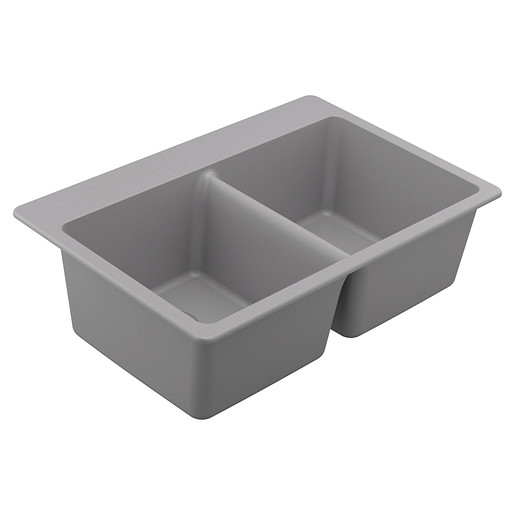 Moen 33 x 22 x 9 1/2 Granite Double Bowl Undermount Or Drop In Sink, Gray