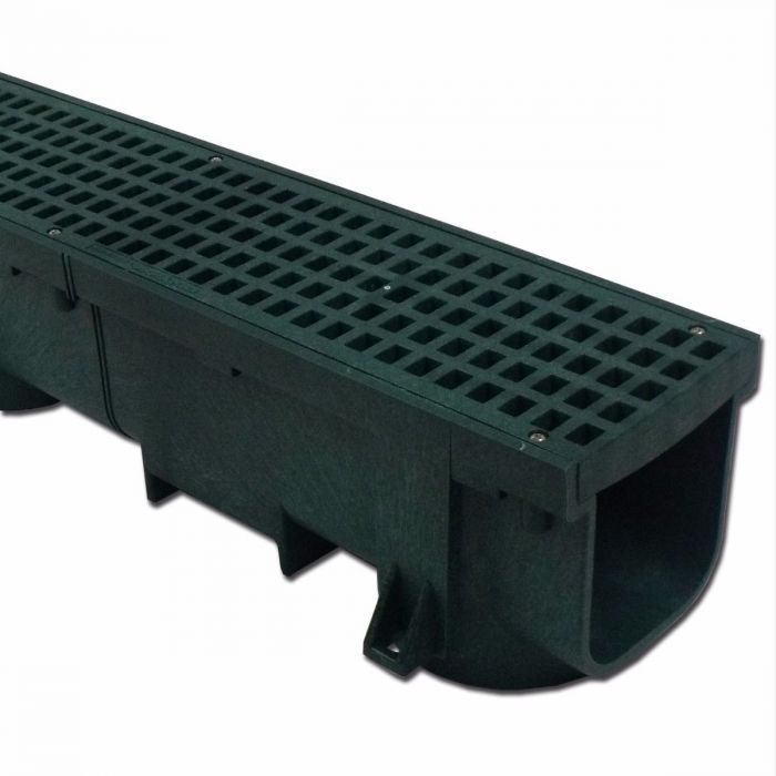 Polylok Trench Drain 4' w/Black Plastic Grate
