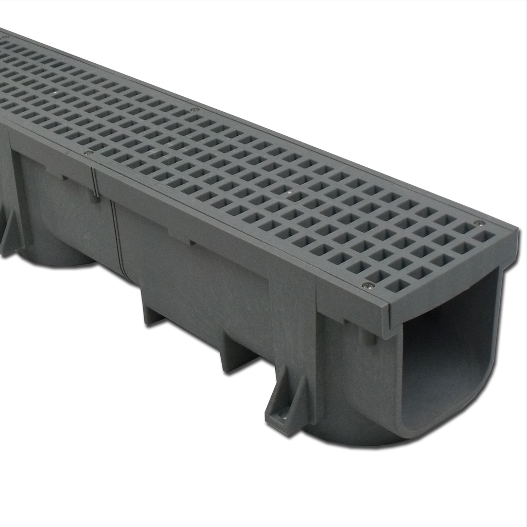 Polylok Trench Drain 4' w/Grey Plastic Grate