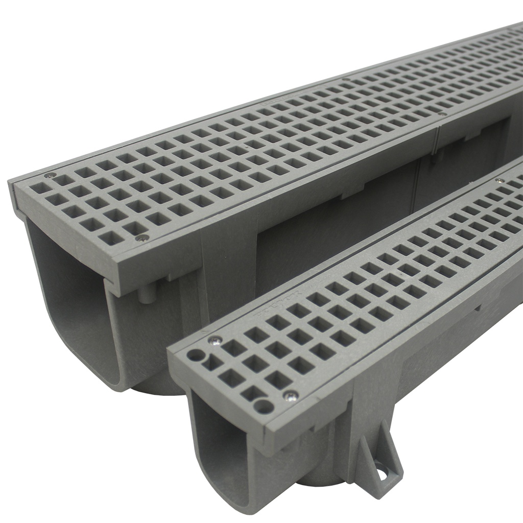 [dplsg] Polylok Skinny Trench Drain 4' w/Grey Plastic Grate