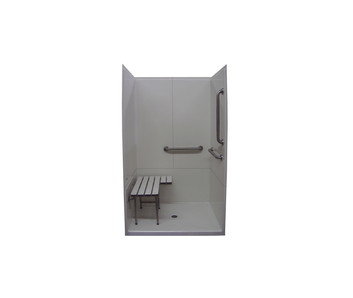 Salo 38" 3 Piece Shower ADA 38-1/4"W x 38-3/4"D x 78"H Unit with Reinforced Walls and U-Shaped Grab Bar.