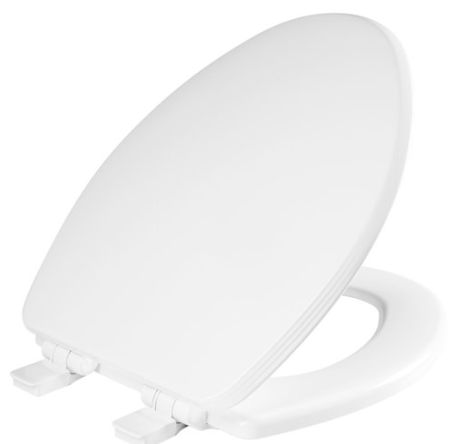 [fb1600e4] Bemis WHISPER CLOSE WOOD Elongated White Toilet Seat, Easy*Clean Hinge