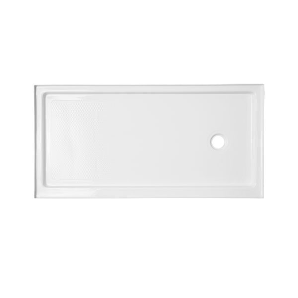 60" x 30" Mansfield Acrylic Shower Base White with White Drain-Right End Drain