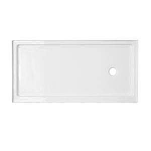 60" x 32" Mansfield Acrylic Shower Base White with White Drain-Right End Drain