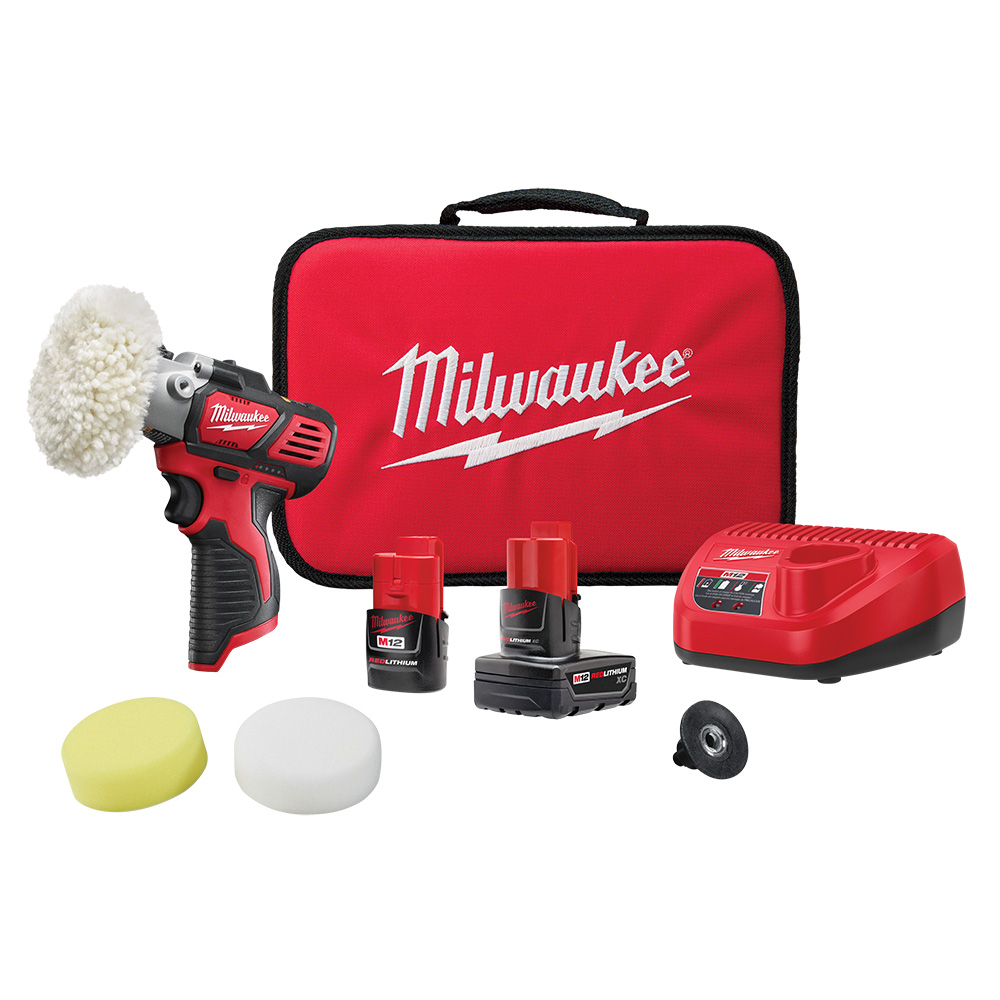 Milwaukee M12 Variable Speed Polisher/Sander Kit; Includes 2 Batteries, Charger and Case