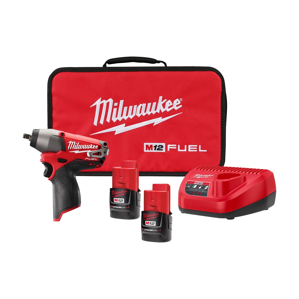 Milwaukee M12 FUEL 3/8" Impact Wrench: 2 Batteries and Charger