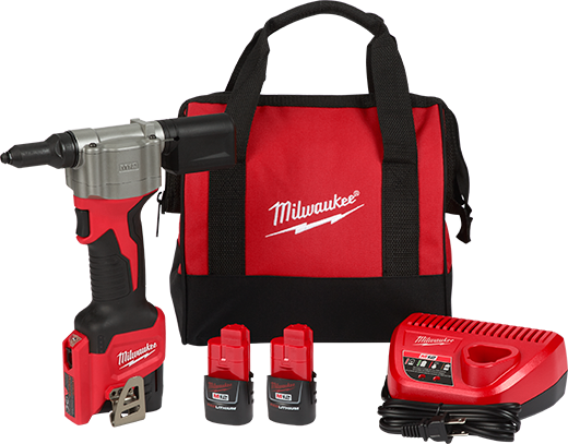 Milwaukee M12 Rivet Tool Kit-up to 3/16" Rivets, includes tool, battery, charger and case