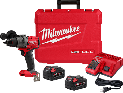 Milwaukee M18 FUEL 1/2" Hammer Drill/Driver Kit-two Batteries, Charger and Case