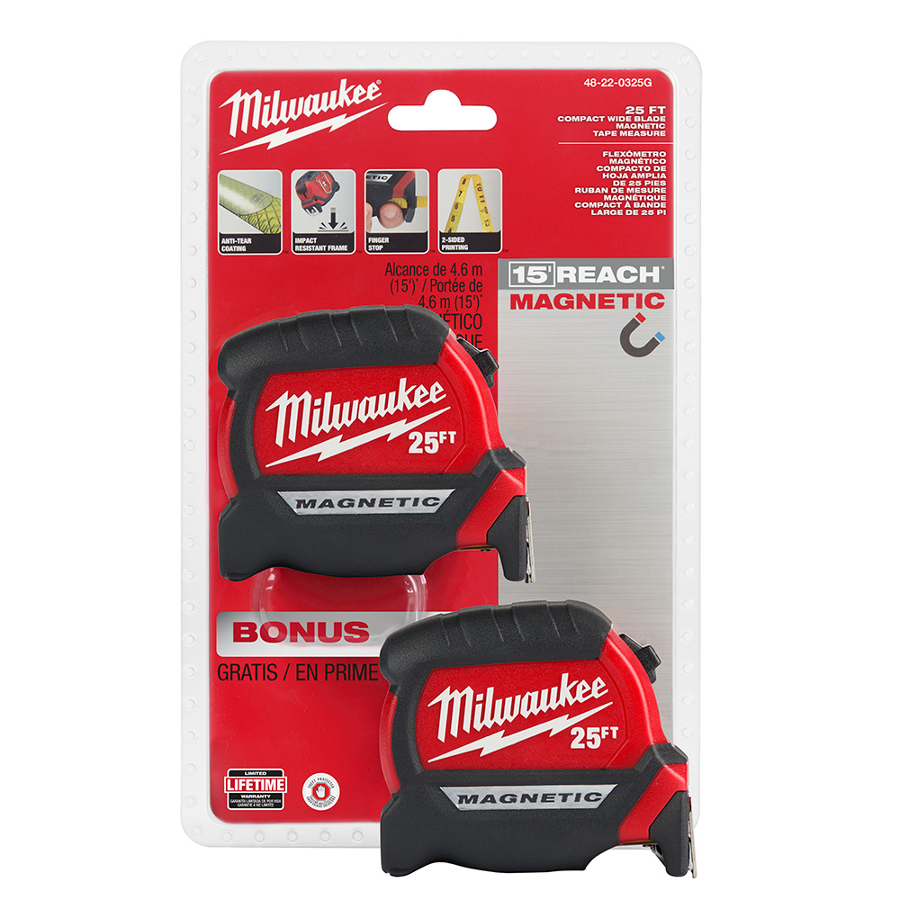 Milwaukee 25'Tape Measure 2Pk