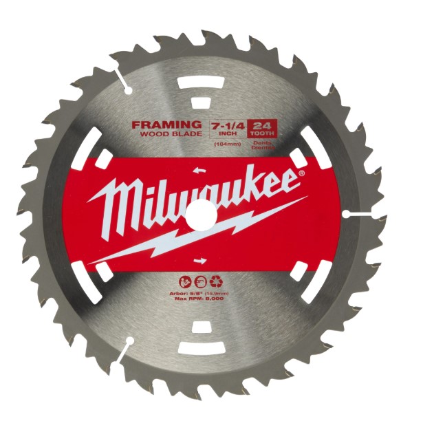 [tm48410710] Milwaukee 7-1/4" 24T Construction Framing Blades