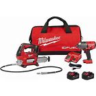 Milwaukee M18 Fuel Impact Wrench (1000 ft-lbs of fastening torque and 1400 ft-lbs of nut-busting torque) & Grease Gun Special Buy Kit