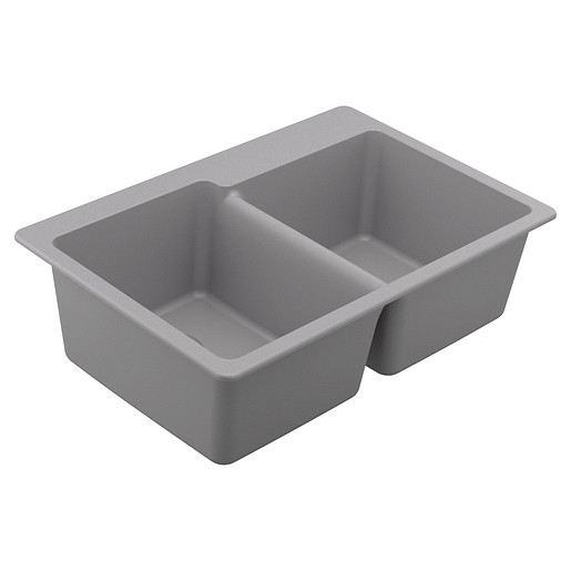 Moen 33 x 22 x 9 1/2 Granite Double Bowl Undermount Or Drop In Sink Gray
