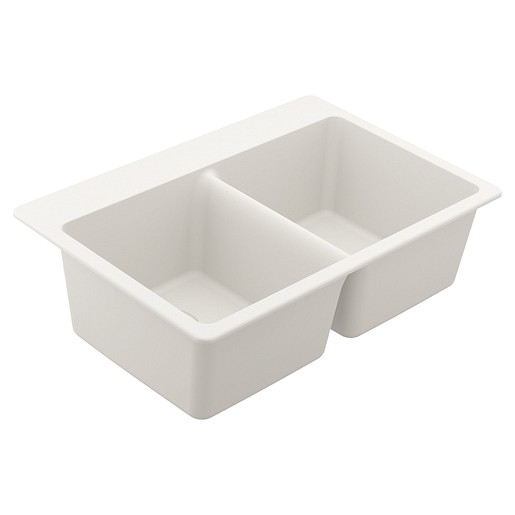 Moen 33 x 22 x 9-1/2 Granite Series Double Bowl Undermount Or Drop In Sink White