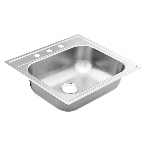 Moen 25x22x7 Single Bowl 3H 20 Gauge Stainless Steel