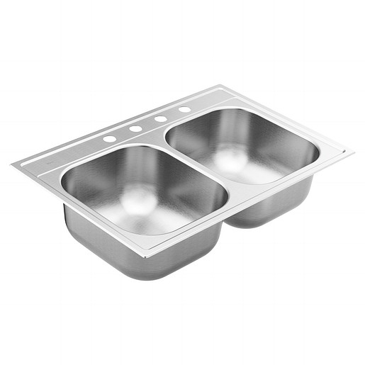 Moen 33x22x8 Double Bowl 4H 20 Gauge Stainless Steel