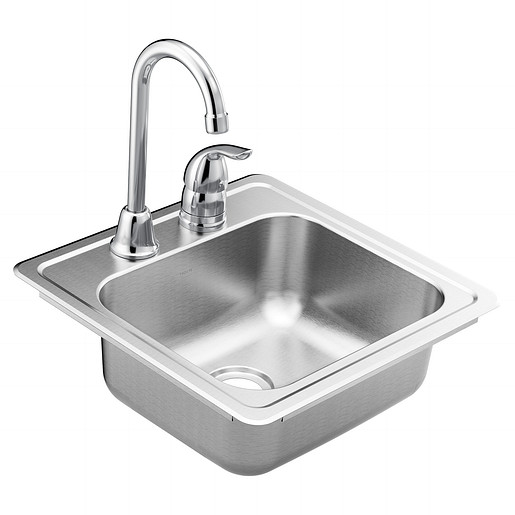 Moen 15x15x5 1/2 Bar Sink 20 Gauge Stainless Steel