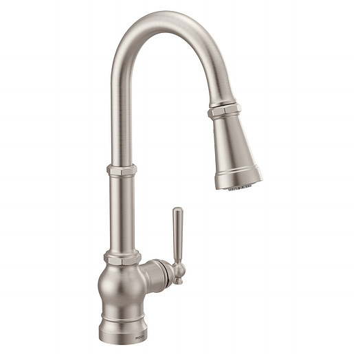 [fms72003srs] Moen Pulldown Paterson Kitchen SS Lever and Wheel Handle Included Spot Resist Stainless