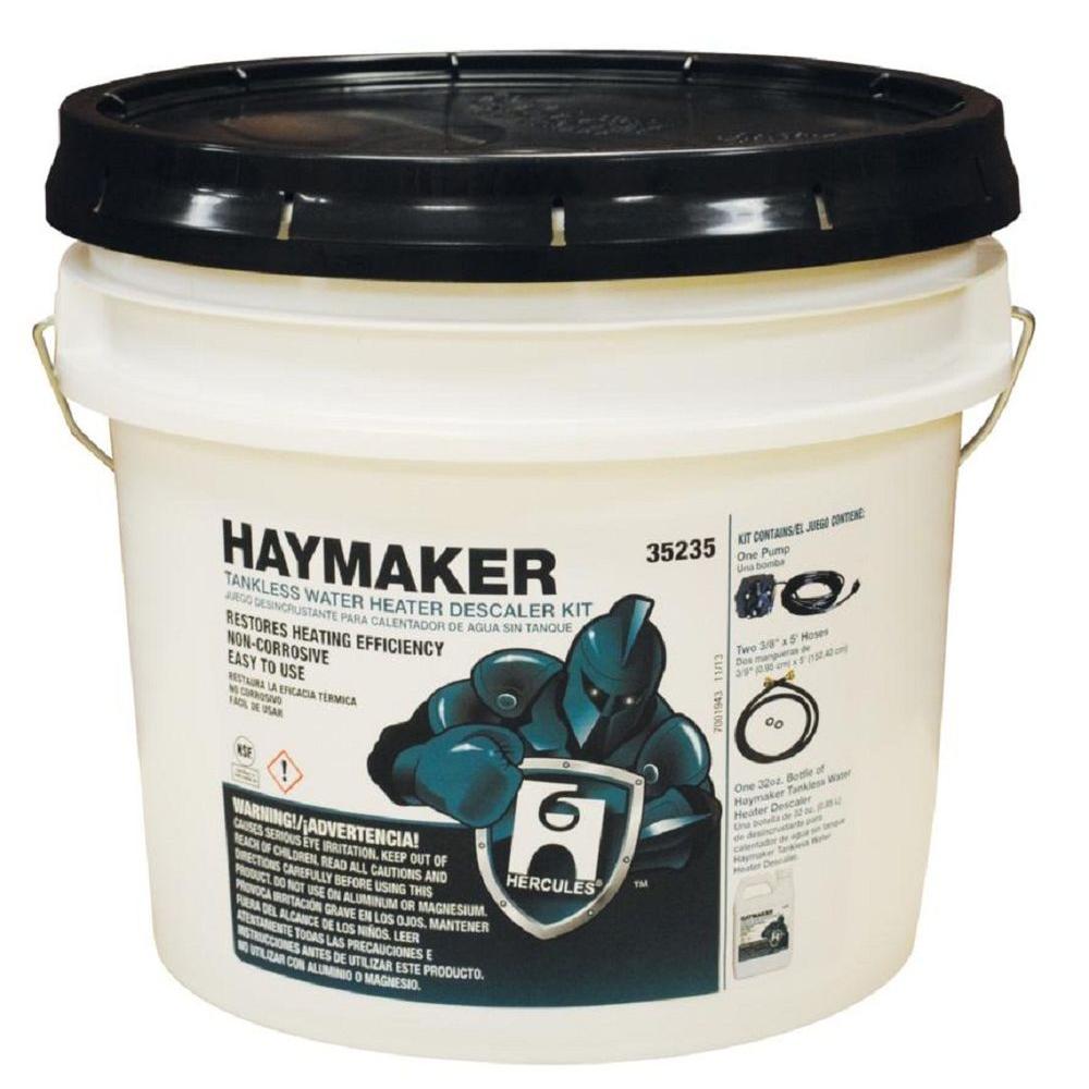 Tankless Water Heater Descaler Kit Haymaker Includes: Pail, solution, (2) hoses and pump