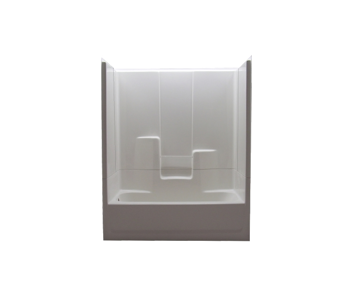 Salo 60x34 4Pc Tub & Shower Biscuit, Left 60"W x 33-1/4"D x 73-1/4"H Left Hand Plumbing