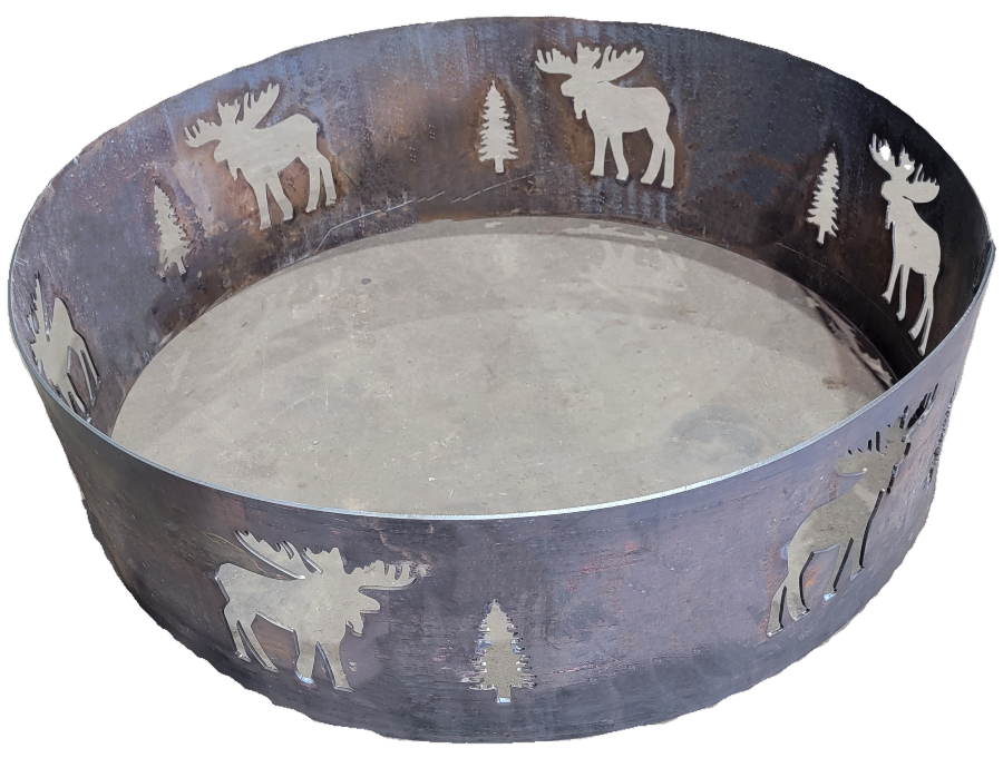 [sfr30] Steel Fire Ring with Design 30" 3/16" x 15" tall
