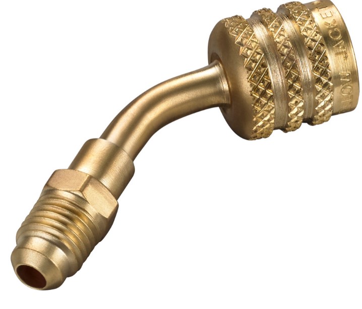 [ty19180] Yellow Jacket A2L Adapter 1/4" LH FFL To 1/4" RH MFL,45 Deg. Refrigerant Tanks R-32/454B