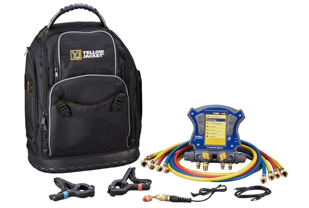 [ty40880] Yellow Jacket A2L TitanMax Digital Manifold with Temperature clamps, vacuum sensor, USB-C Cord, Hoses, Backpack